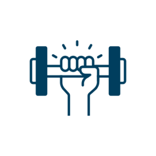 Icon einer Hand mit einer Hantel
